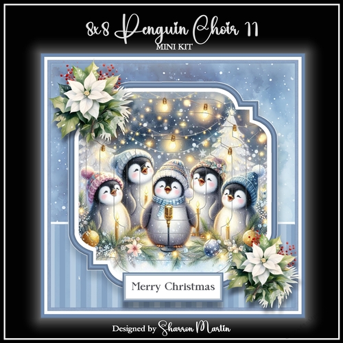 8x8 Penguin Choir Christmas Mini Kit 11 - x6 A4 Sheets 