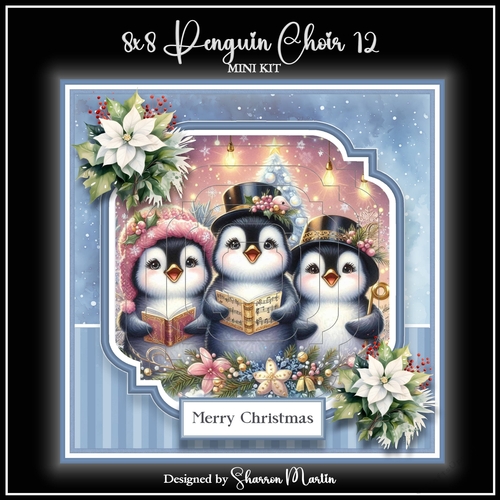 8x8 Penguin Choir Christmas Mini Kit 12 - x6 A4 Sheets 
