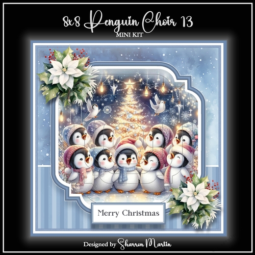 8x8 Penguin Choir Christmas Mini Kit 13 - x6 A4 Sheets 