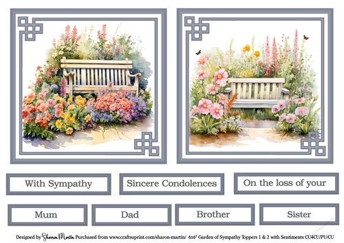 6x6 Garden of Sympathy 1 & 2 with Sentiments CU4CU/PU/CU
