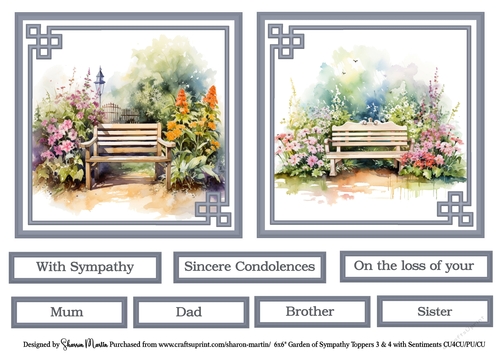 6x6 Garden of Sympathy 3 & 4 with Sentiments CU4CU/PU/CU