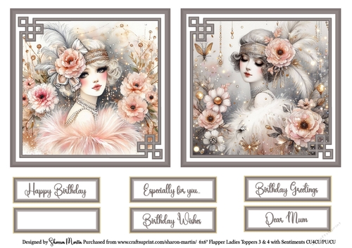 6x6 Flapper Ladies 3 & 4 with Sentiments CU4CU/PU/CU
