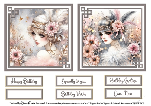6x6 Flapper Ladies 5 & 6 with Sentiments CU4CU/PU/CU