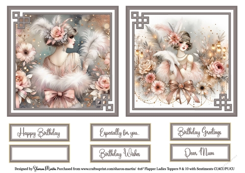 6x6 Flapper Ladies 9 & 10 with Sentiments CU4CU/PU/CU