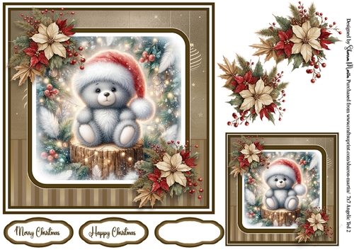 7x7 Angelic Ted 2 Card Front with Gift Tag & Sentiments 