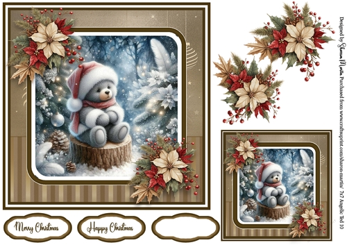 7x7 Angelic Ted 10 Card Front with Gift Tag & Sentiments 