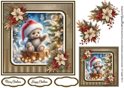 7x7 Angelic Ted 11 Card Front with Gift Tag & Sentiments 