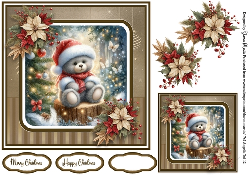 7x7 Angelic Ted 12 Card Front with Gift Tag & Sentiments 