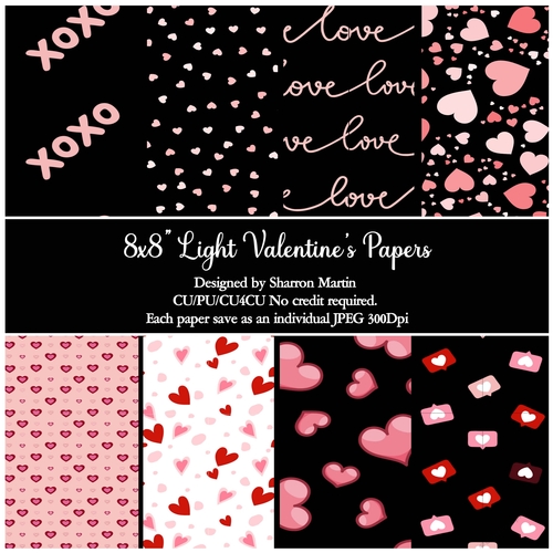 8x8 Dark Valentines Backgrounds 10-18 in JPEG 
