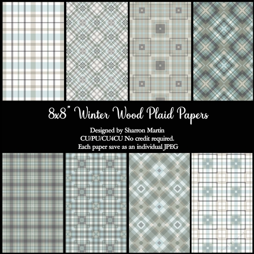 8x8 Winter Wood Plaid Papers 1-8 in JPEG 