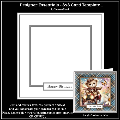 8x8 Card Template 1 - Designer Essentials Kit in PNG  