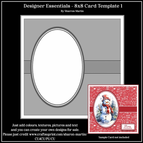 8x8 Card Template 2 - Designer Essentials Kit in PNG  