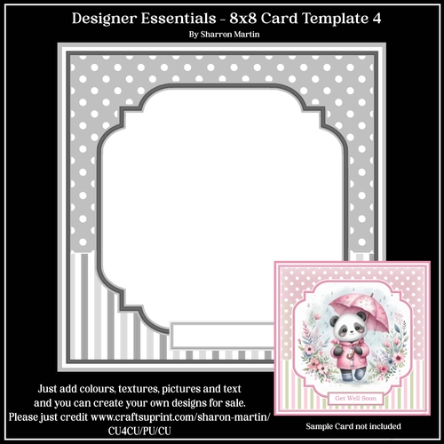 8x8 Card Template 4 - Designer Essentials Kit in PNG  