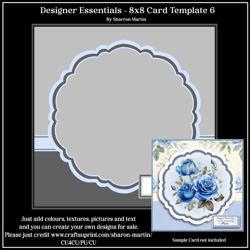 8x8 Card Template 6 - Designer Essentials Kit in PNG  