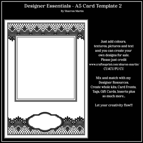 A5 Card Template 2 - Designer Essentials Kit in PNG  