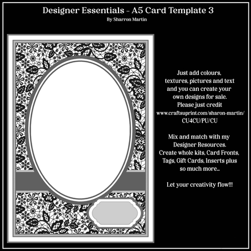 A5 Card Template 3 - Designer Essentials Kit in PNG  