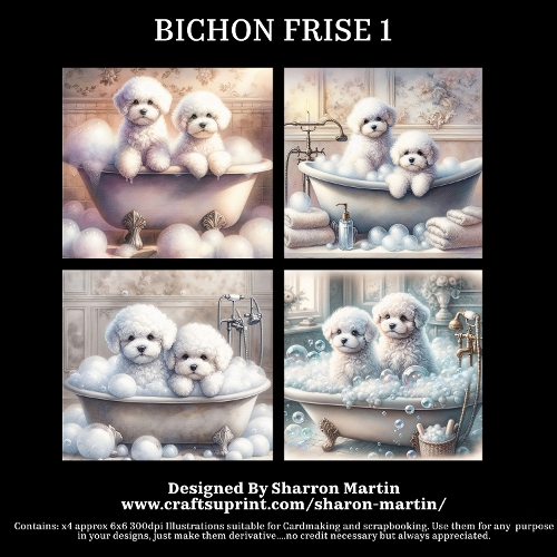 BICHON FRISE PUPPIES - Illustrations for Cardmakers & Designers  