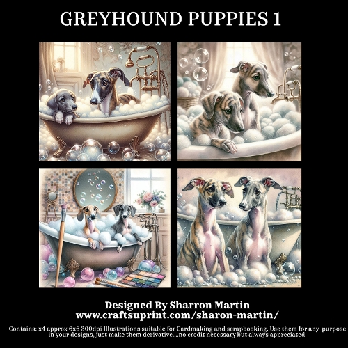 GREYHOUND PUPPIES - Illustrations for Cardmakers & Designers  