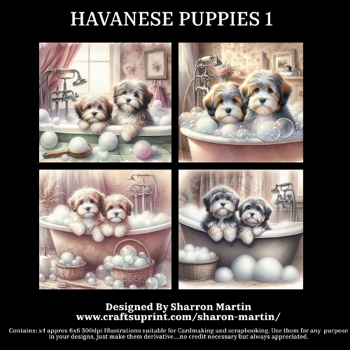 HAVANESE PUPPIES - Illustrations for Cardmakers & Designers  
