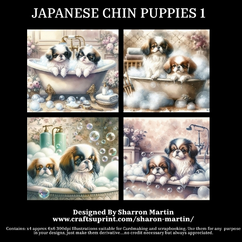 JAPANESE CHIN PUPPIES - Illustrations for Cardmakers & Designers  