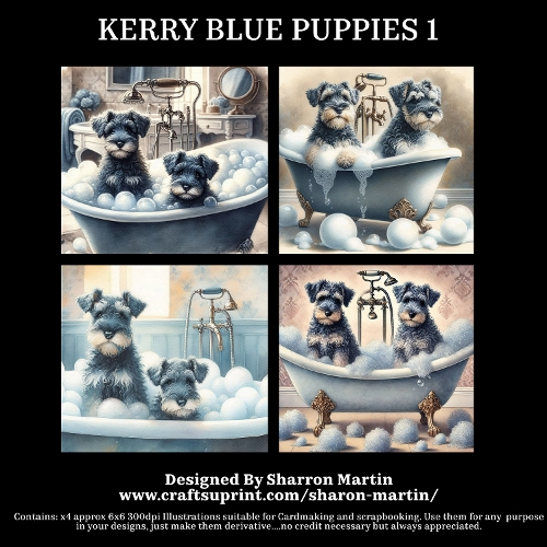 KERRY BLUE PUPPIES - Illustrations for Cardmakers & Designers  