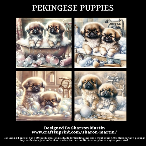 PEKINGESE PUPPIES - Illustrations for Cardmakers & Designers  