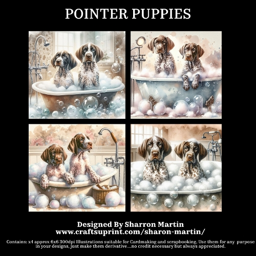 POINTER PUPPIES - Illustrations for Cardmakers & Designers  