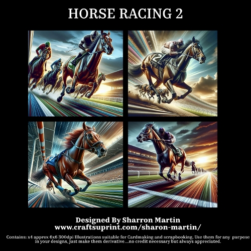 HORSE RACING 2- Illustrations for Cardmakers & Designers 