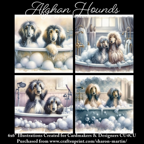 AFGHAN HOUNDS - Illustrations for Cardmakers & Designers 