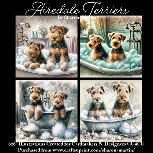 AIREDALE TERRIERS - Illustrations for Cardmakers & Designers 