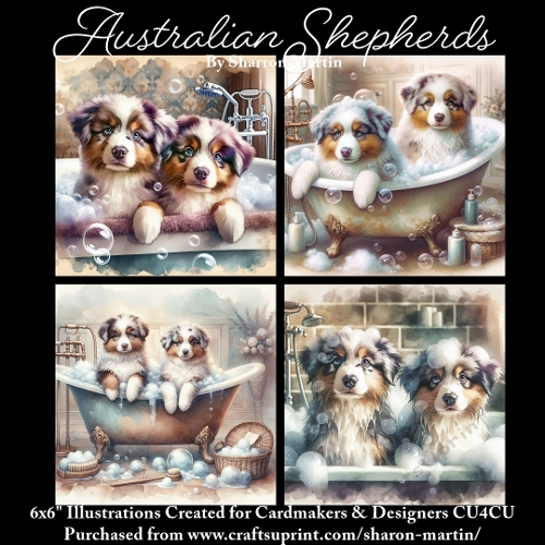 AUSTRALIAN SHEPHERDS - Illustrations for Cardmakers & Designers 