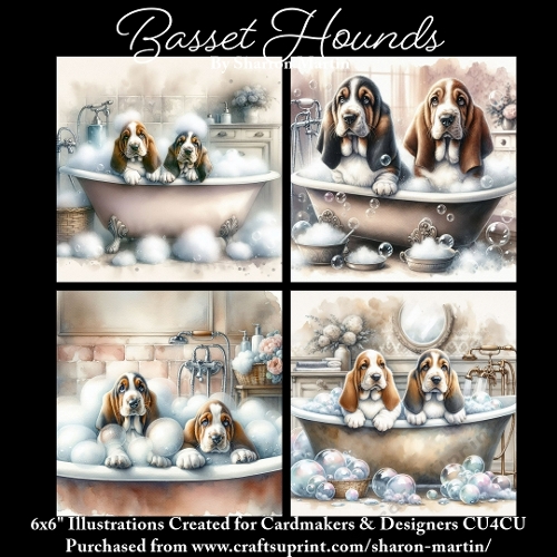 BASSET HOUNDS - Illustrations for Cardmakers & Designers 