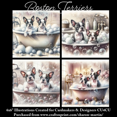 BOSTON TERRIER - Illustrations for Cardmakers & Designers 