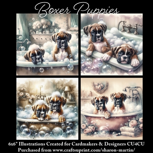 BOXER PUPPIES - Illustrations for Cardmakers & Designers 
