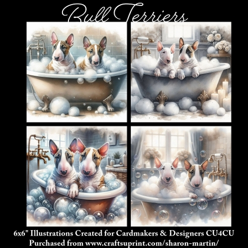 BULL TERRIERS - Illustrations for Cardmakers & Designers 