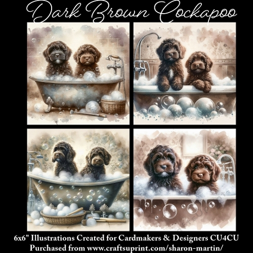 DARK BROWN COCKAPOOS- Illustrations for Cardmakers & Designers 