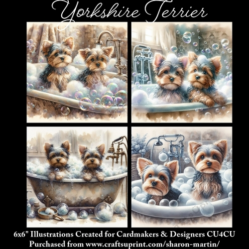 YORKSHIRE TERRIERS- Illustrations for Cardmakers & Designers 