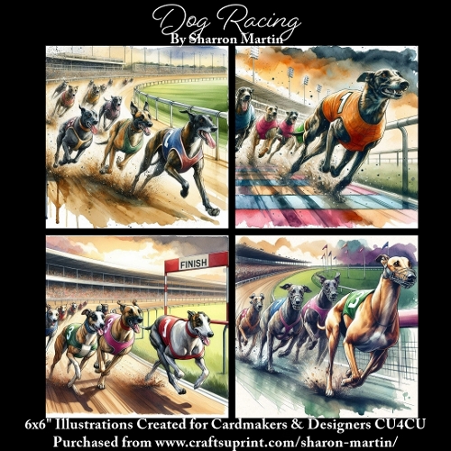 Dog Racing 1 - Illustrations for Cardmakers & Designers 