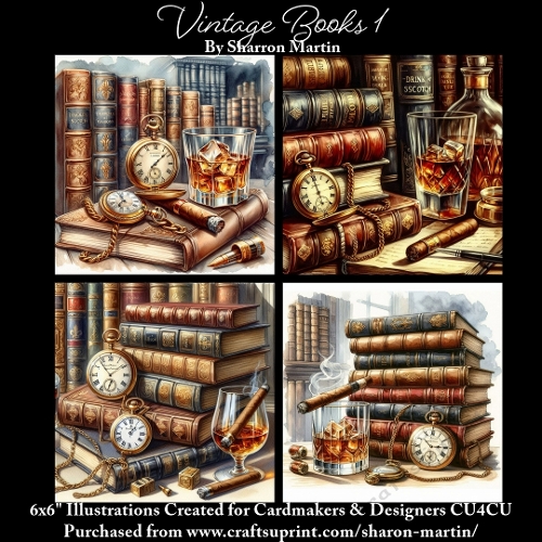 Vintage Books 1 - Illustrations for Cardmakers & Designers 
