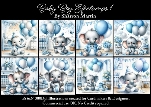 x8 Baby Boy Efelumps 1 - Illustrations for Cardmakers & Designers  