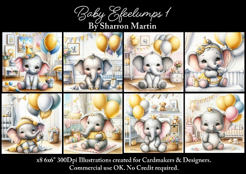 x8 Baby Efelumps Yellow - Illustrations for Cardmakers & Designers  