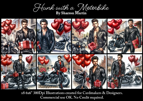 x8 Man on Motorbike - Illustrations for Cardmakers & Designers  