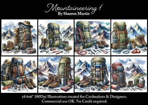 x8 Mountain Climbing - Illustrations for Cardmakers & Designers  