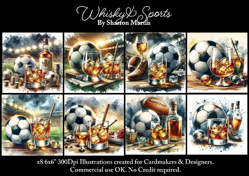 x8 Whisky & Football  - Illustrations for Cardmakers & Designers  
