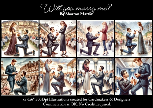 x8 Will you marry me?  - Illustrations for Cardmakers & Designers  