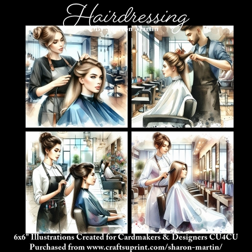 x4 Hairdressing  - Illustrations for Cardmakers & Designers  