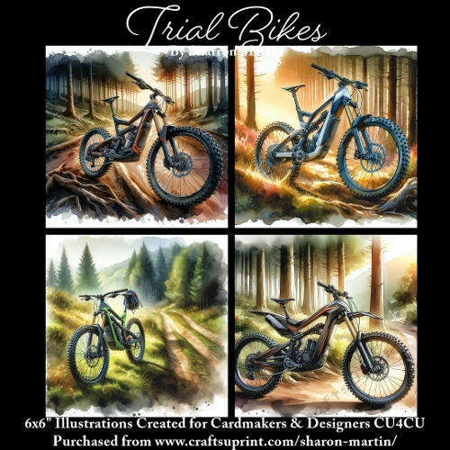 x4 Trial Bikes 2  - Illustrations for Cardmakers & Designers  