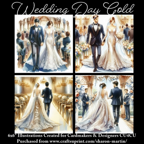 x4 Wedding in Gold - Illustrations for Cardmakers & Designers  