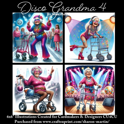 x4 Disco Grandma 4 - Illustrations for Cardmakers & Designers  