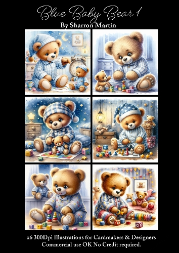 x6 Blue Baby Bear - Illustrations for Cardmakers & Designers  